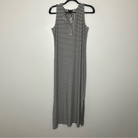 NWT J. JILL Wearever Mixed Stripes Maxi Dress Navy White Small - Picture 1 of 5